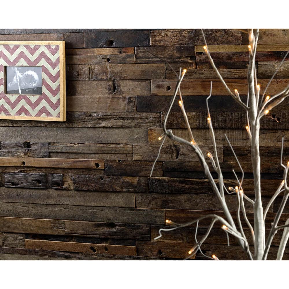 24" x 12" Natural Brown Reclaimed Wood Mosaic Tile