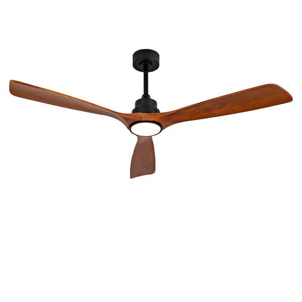 60 in. Black Dark Walnut Downrod Mount Standard Ceiling Fan with Lights and Remote Included
