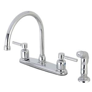 Modern 2-Handle High Arc Standard Kitchen Faucet with Side Sprayer in Chrome