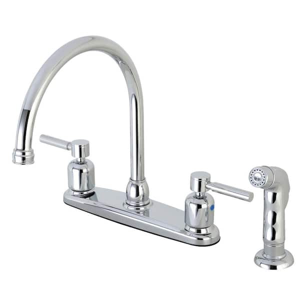 Kingston Brass Modern 2-Handle High Arc Standard Kitchen Faucet with Side Sprayer in Chrome