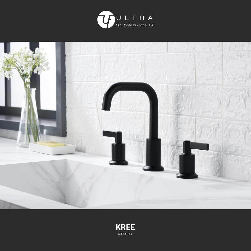 Matte Black Brass 2-Handle Widespread Bathroom Faucet
