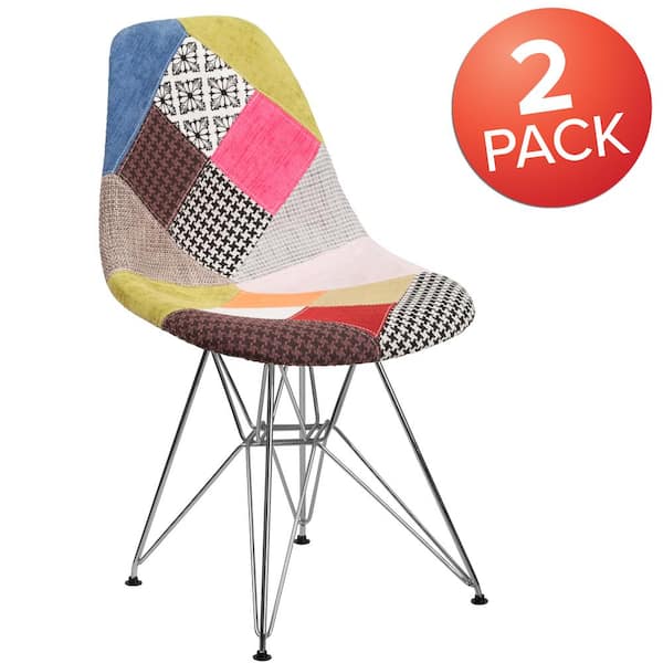 VINTAGE WOODEN LEGS DESIGN COLOR PATCHWORK FABRIC CHAIR CHAIR CHAIR