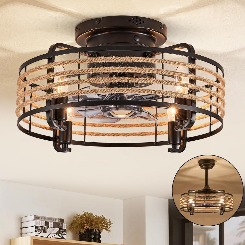 Rustic Flush Mount Ceiling Fan With Light Shelly Lighting 3912