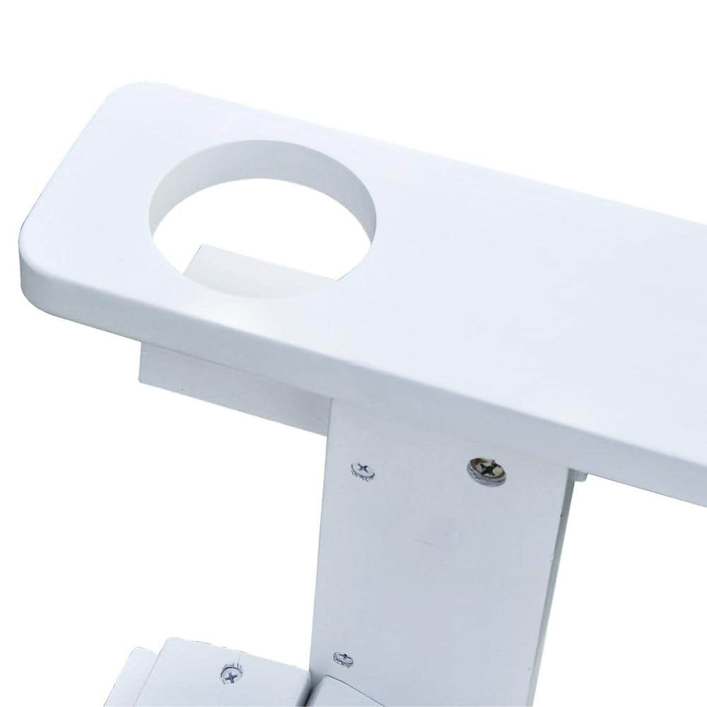 White Wooden Adirondack Chair with Cupholder for Deck