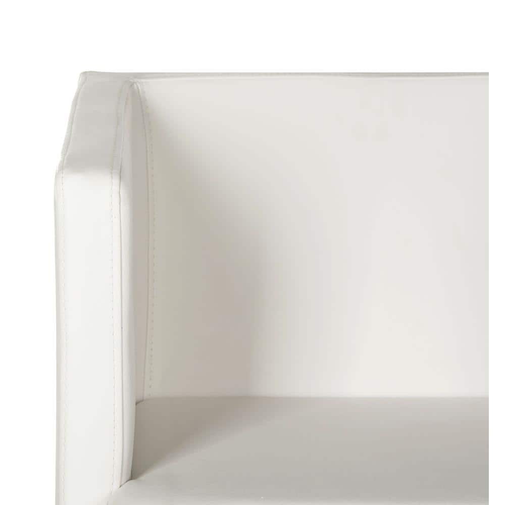 Transitional Luxe White Leather Director's Accent Chair with Chrome Finish