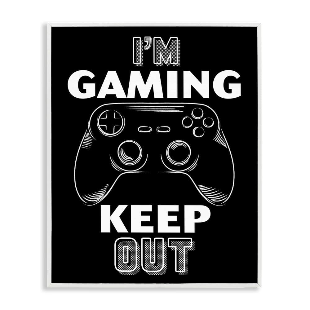 I'm Gaming Keep Out White Framed Giclee Art, design by Marcus Prime