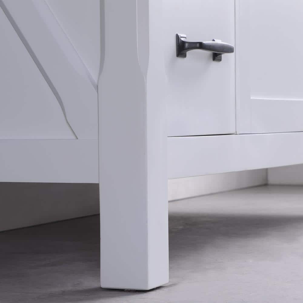 Maribella 48" White Marble Single Vanity with Black Hardware