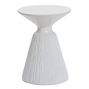 White and Speckled Gray Round Metal Outdoor Side Table