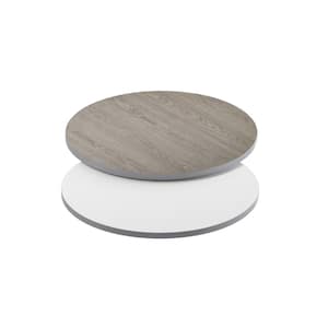 30 in. White/Gray Round Table Top Only