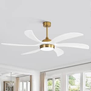 Future 65 in. Integrated LED Indoor Gold and White downrod Mount Ceiling Fan with Light Kit and Remote Control
