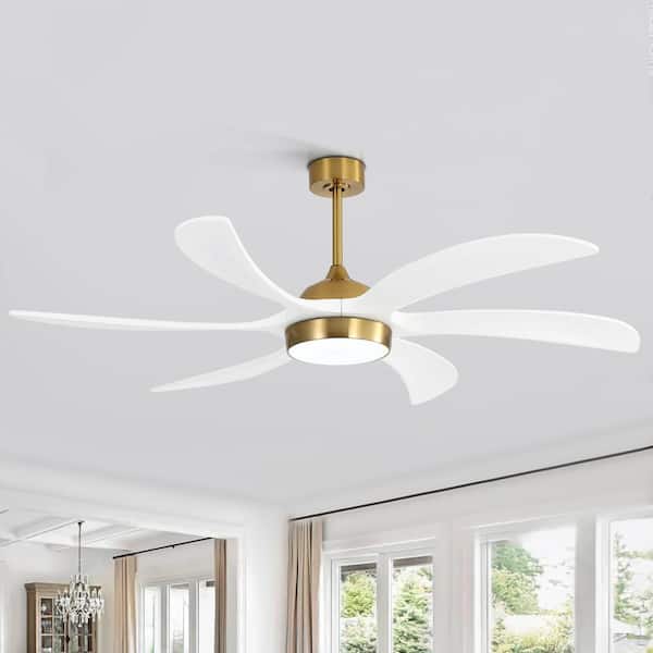 Sky Hog Future 65 in. Integrated LED Indoor Gold and White downrod Mount Ceiling Fan with Light Kit and Remote Control