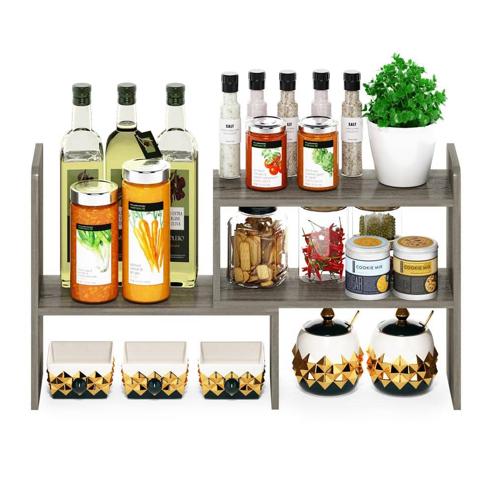 Versatile French Oak Gray Wood Desk Top Organizer Bookshelf