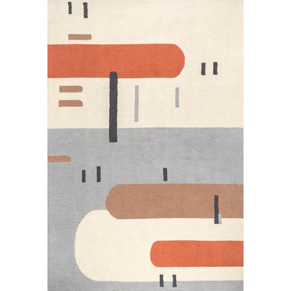 nuLOOM Cori Wool Abstract Contemporary Peach 9 ft. x 12 ft. Area Rug ...