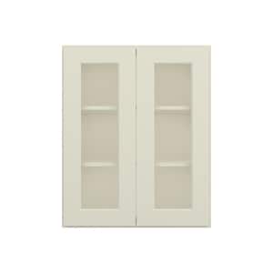 24 in. W x 12 in. D x 30 in. H in Antique White Ready to Assemble Wall Kitchen Cabinet with No Glasses
