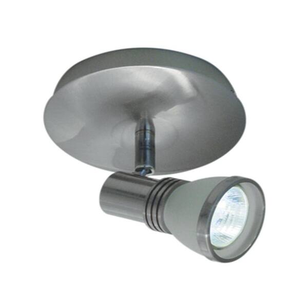 BAZZ 1-Light Accent Brushed Chrome Halogen Ceiling Fixture with One White Frosted Glass Spot