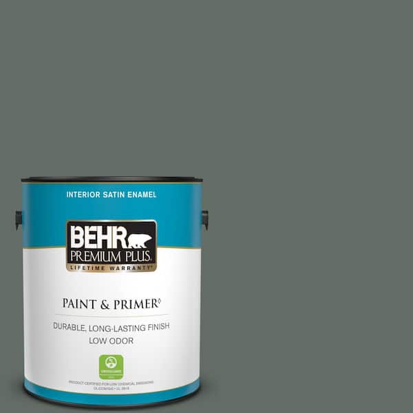 BEHR PREMIUM PLUS 1 gal. #700F-6 Dense Shrub Satin Enamel Low Odor Interior Paint & Primer