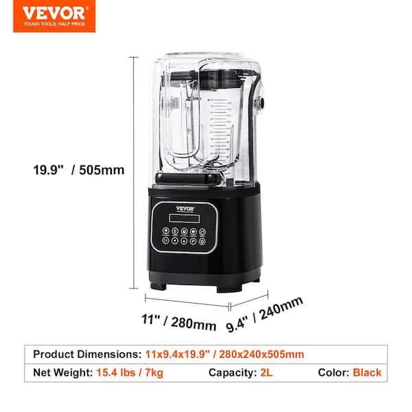 VEVOR Professional Blender with Shield, Commercial Countertop Blenders, 68  oz Glass Jar Blender Combo, Stainless Steel 9 Speed & 5 Functions Blender,  for Shakes, Smoothies, Peree, and Crush Ice, White