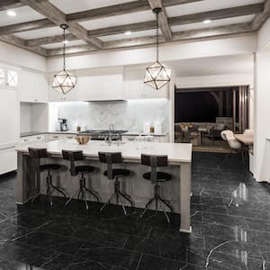 Palazzo Marble Marquina Polished 12 in. x 24 in. Porcelain Floor and Wall Tile (13.56 sq. ft./Case)