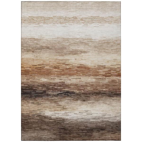 Chantille Machine Washable Indoor/Outdoor Abstract ACN2939 Brown 8 ft. x 10 ft. Area Rug