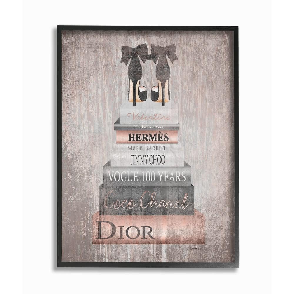 11 in. x 14 in. Book Stack Heels Metallic Pink by Amanda Greenwood Woo