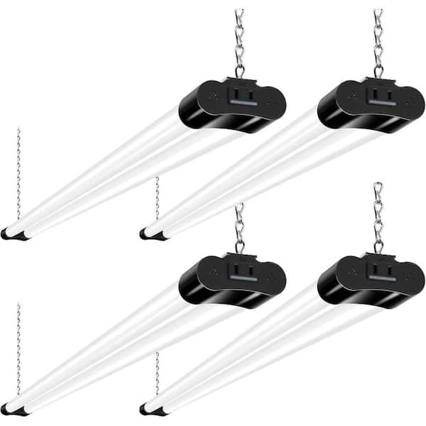 4 ft. 42 Watt Equivalent LED White Shop Light (4-Pack), 4400 lm, 5000K Daylight, with Plug, Hanging or Surface Mount