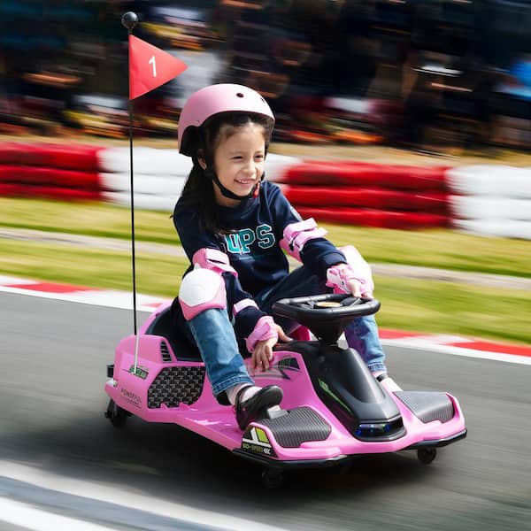 KIDSCLEANCAR: Portable Go Kart, 12v Ride On Race Car, Variable