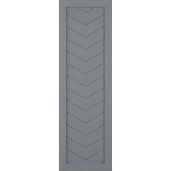 Ekena Millwork 12 in. W x 78 in. H PVC Single-Panel Chevron Modern Style Fixed Mount Board and Batten Shutters Pair in Ocean Swell