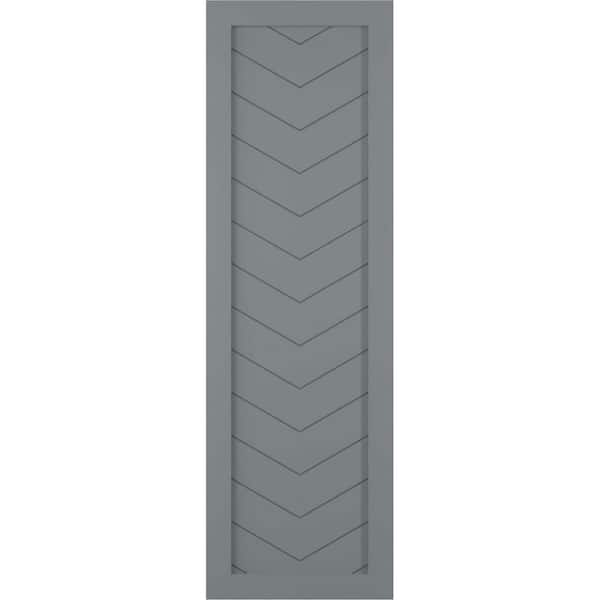 Ekena Millwork 15 in. x 78 in. True Fit PVC Single Panel Chevron Modern Style Fixed Mount Board and Batten Shutters in Ocean Swell