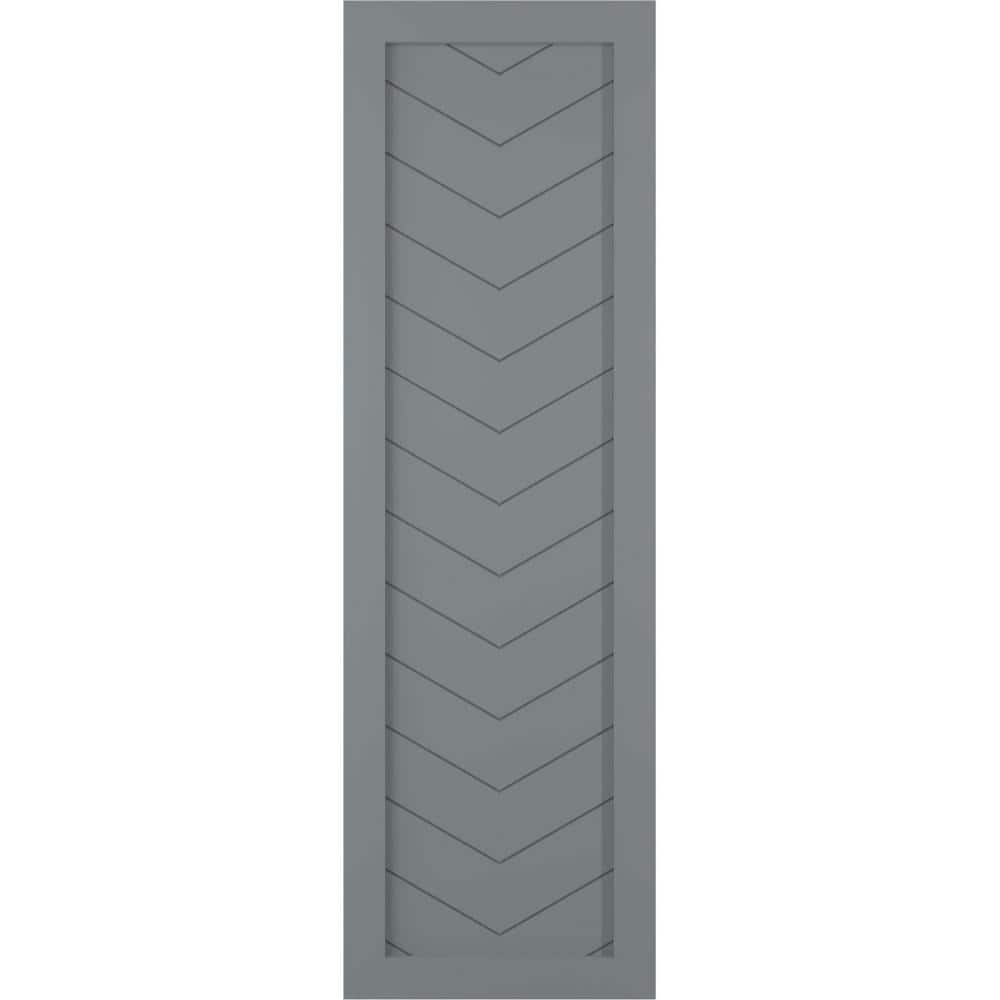 18 in. x 61 in. PVC Single Panel Chevron Modern Style Fixed Mount Board and Batten Shutters in Ocean Swell price history on PriceWatchPro