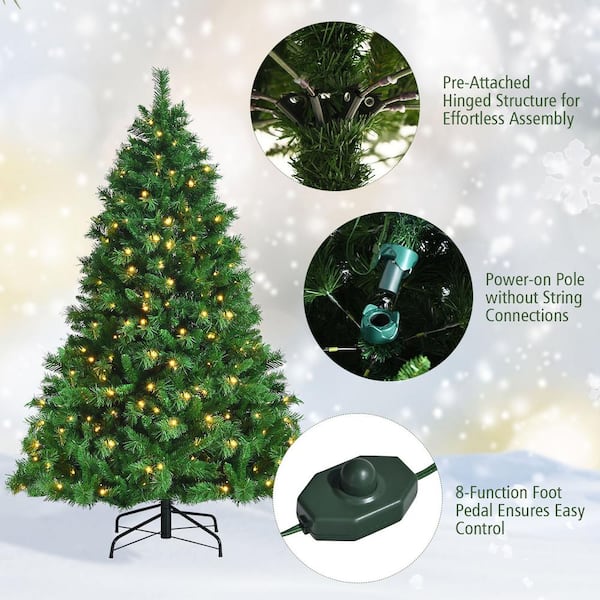 Gymax 8 ft. Artificial Christmas Tree Hinged Tree with Pine Cones Metal  Stand GYM05972 - The Home Depot
