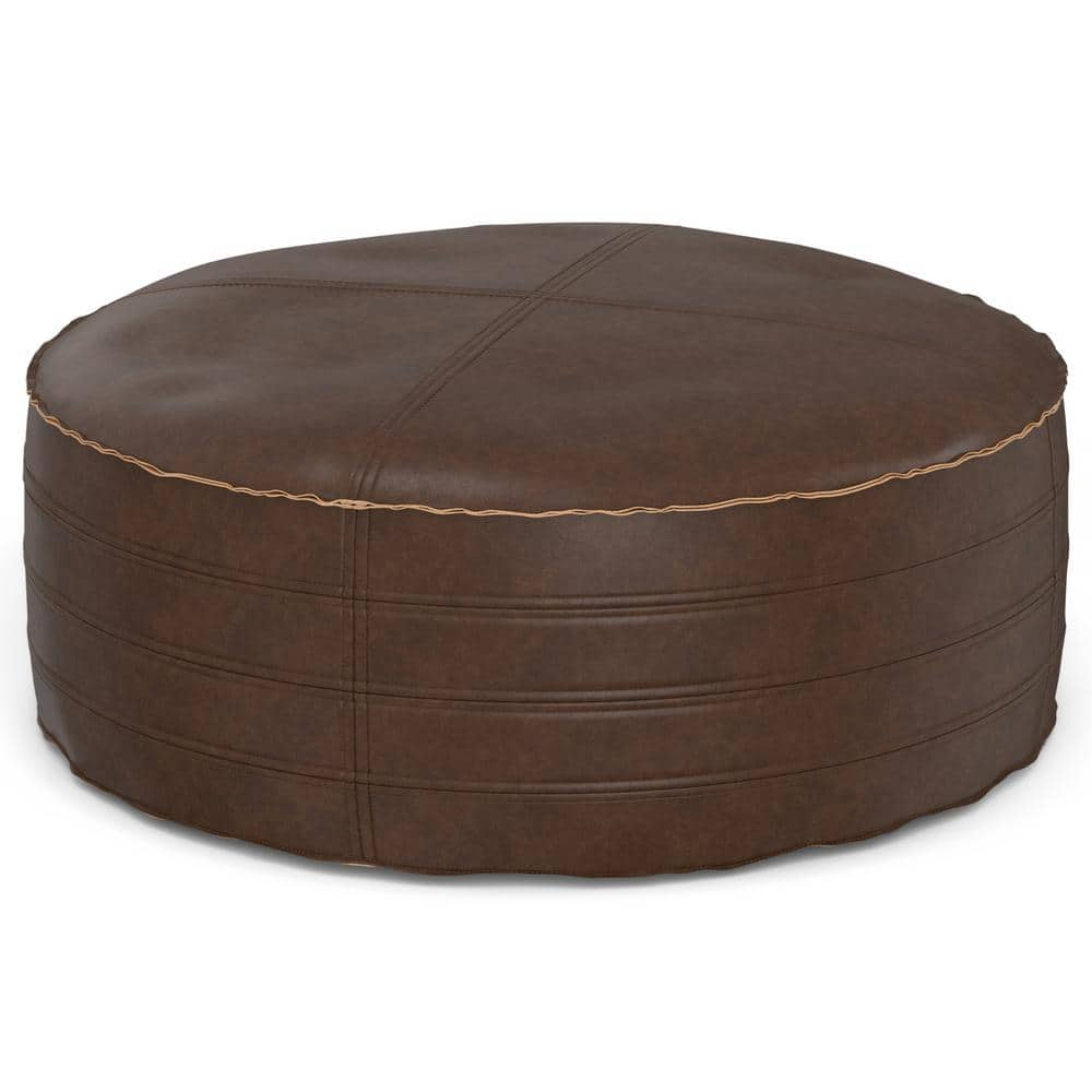 Distressed on sale leather pouf