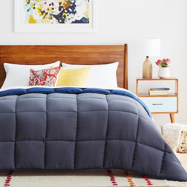 Linenspa Navy/Graphite Solid Oversized Queen Comforter