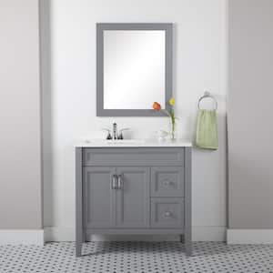 Skylark 36.25 in. W x 19 in. D x 35 in. H Single Sink Bath Vanity in Sterling Gray with White Cultured Marble Top