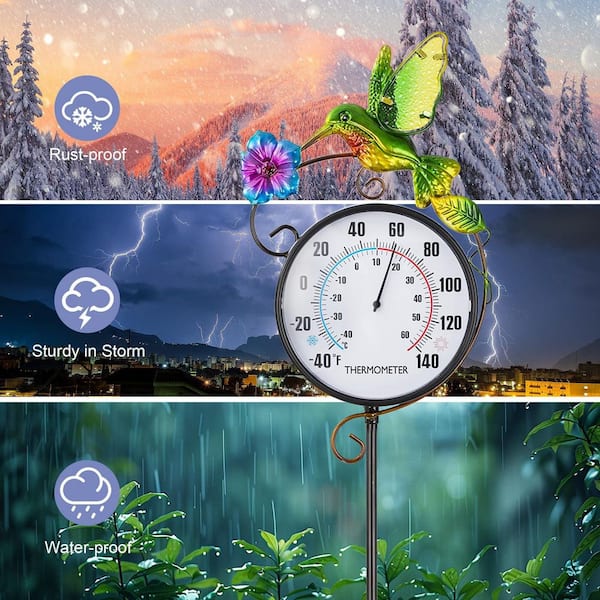 Oyezvary Analog Outdoor Thermometer Hummingbird Decorative Dual