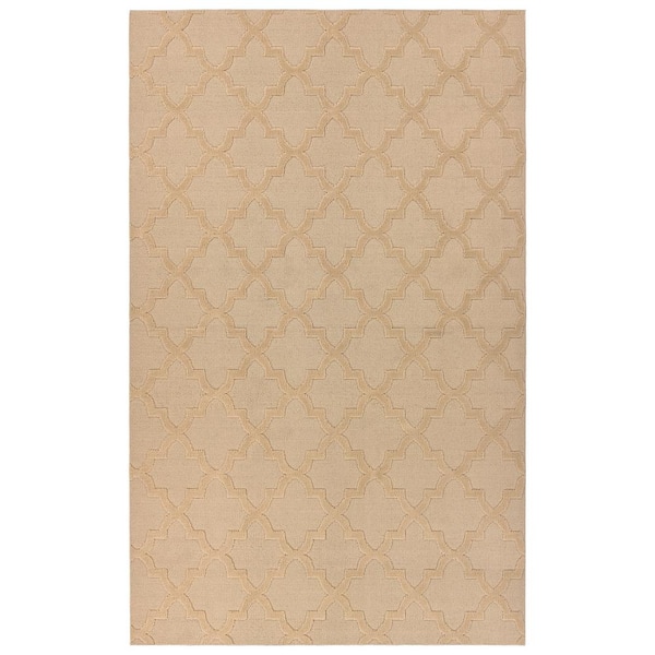 Garland Rug Quatro Tan 9 ft. x 12 ft. Quatrefoil Polypropylene Rectangle Area Rug