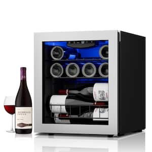 16-Bottle Single Zone Freestanding Compressor Wine Cooler Mini Fridge Cellar Cooling Unit in Stainless Steel Frost Free