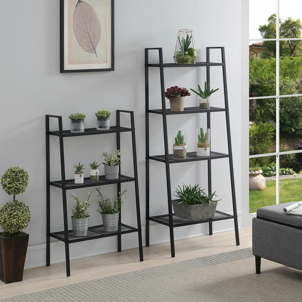 Modern Black 4-Tier Powder Coated Metal Plant Stand