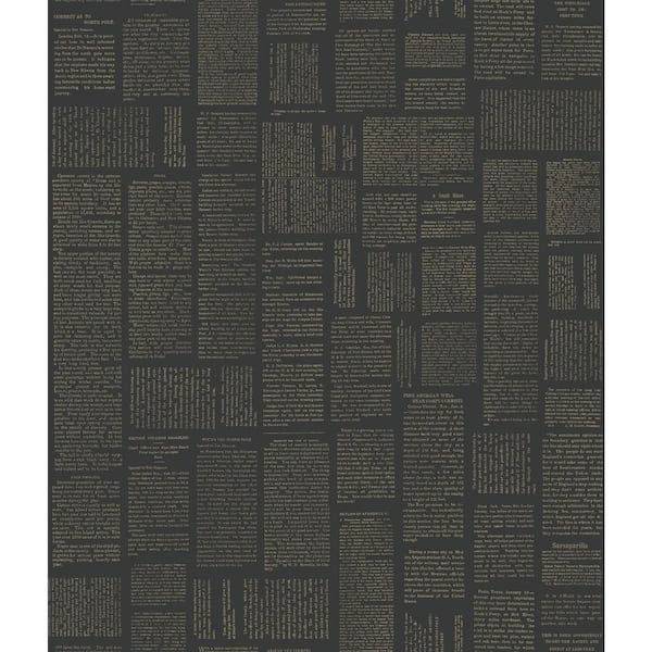 Magnolia Home by Joanna Gaines Black and Gold Metallic Crafted Editorial Non Woven Preium Paper Peel and Stick Matte Wallpaper 34.2 sq. ft