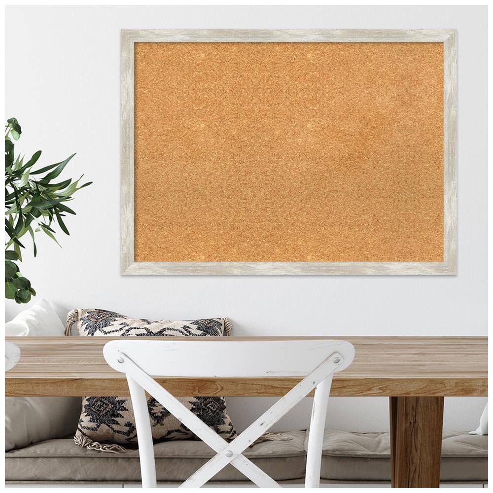 Natural Cork Board with Crackled Metallic Silver Frame