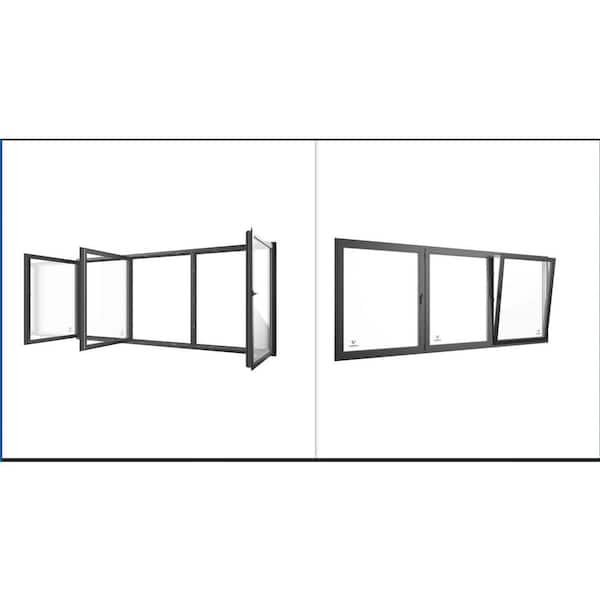 Unbranded 72 in. x 48 in. Lowe Triple Pane; Vinyl; Triple Sash; Replacement/New Construction; Tilt and Turn Window White/Black