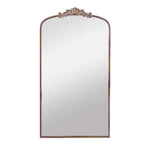 36 in. W x 66 in. H Rectangle Framed Full Length Arched Mirror Hanging or Leaning Against in Gold