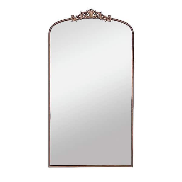 Unbranded 36 in. W x 66 in. H Rectangle Framed Full Length Arched Mirror Hanging or Leaning Against in Gold