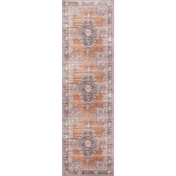 Well Woven Nile Tarifa Rust Vintage Bohemian Medallion Floral Border 2 ft. 1 in. x 7 ft. 3 in. Runner Rug