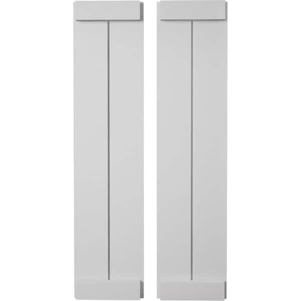 Ekena Millwork 11 in. x 64 in. Timberthane Polyurethane 2-Board Joined Board-n-Batten Smooth Faux Wood Shutters, End Batten Pair