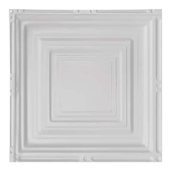 Great Lakes Tin Syracuse Matte White 12 in. x 12 in. Nail-Up Ceiling Tile Sample