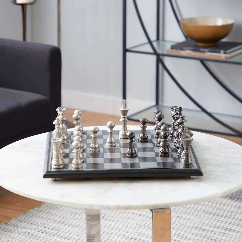 Personalized Aluminum Silver Travel Pocket Chessboard Game*