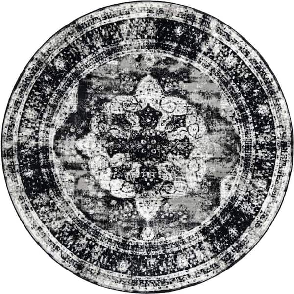 Unique Loom Sofia Salle Garnier Black 7 ft. 10 in. x 7 ft. 10 in. Area Rug