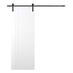 Paola 2V 32 in. x 80 in. Bianco Noble Finished Wood Composite Sliding Barn Door with Hardware Kit