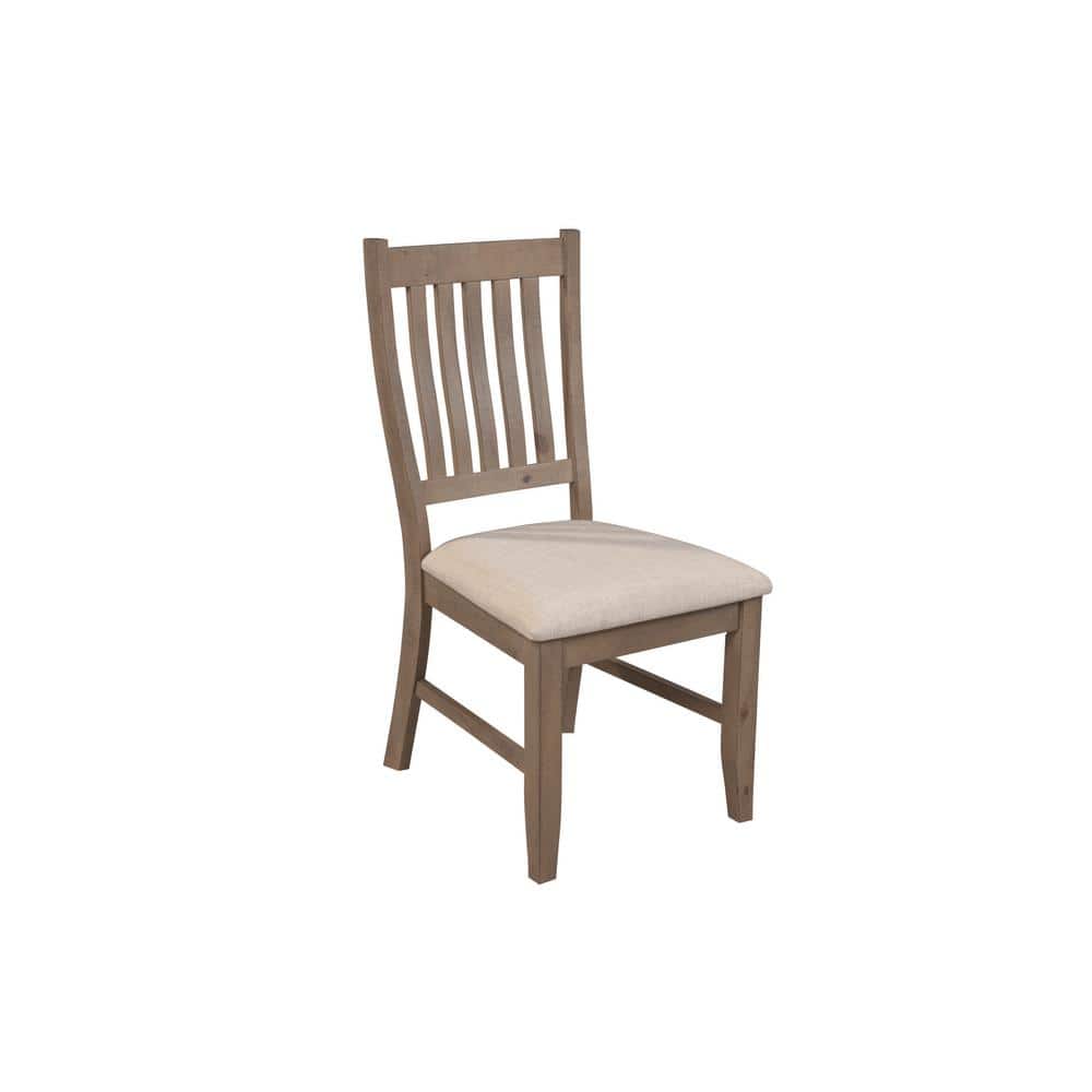 Arlo Natural Pine Wood Ladderback Side Chair with Beige Cushion