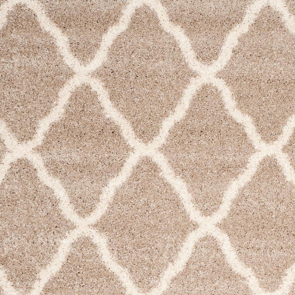 Hudson 9' x 12' Beige Ivory Geometric Shag Rug